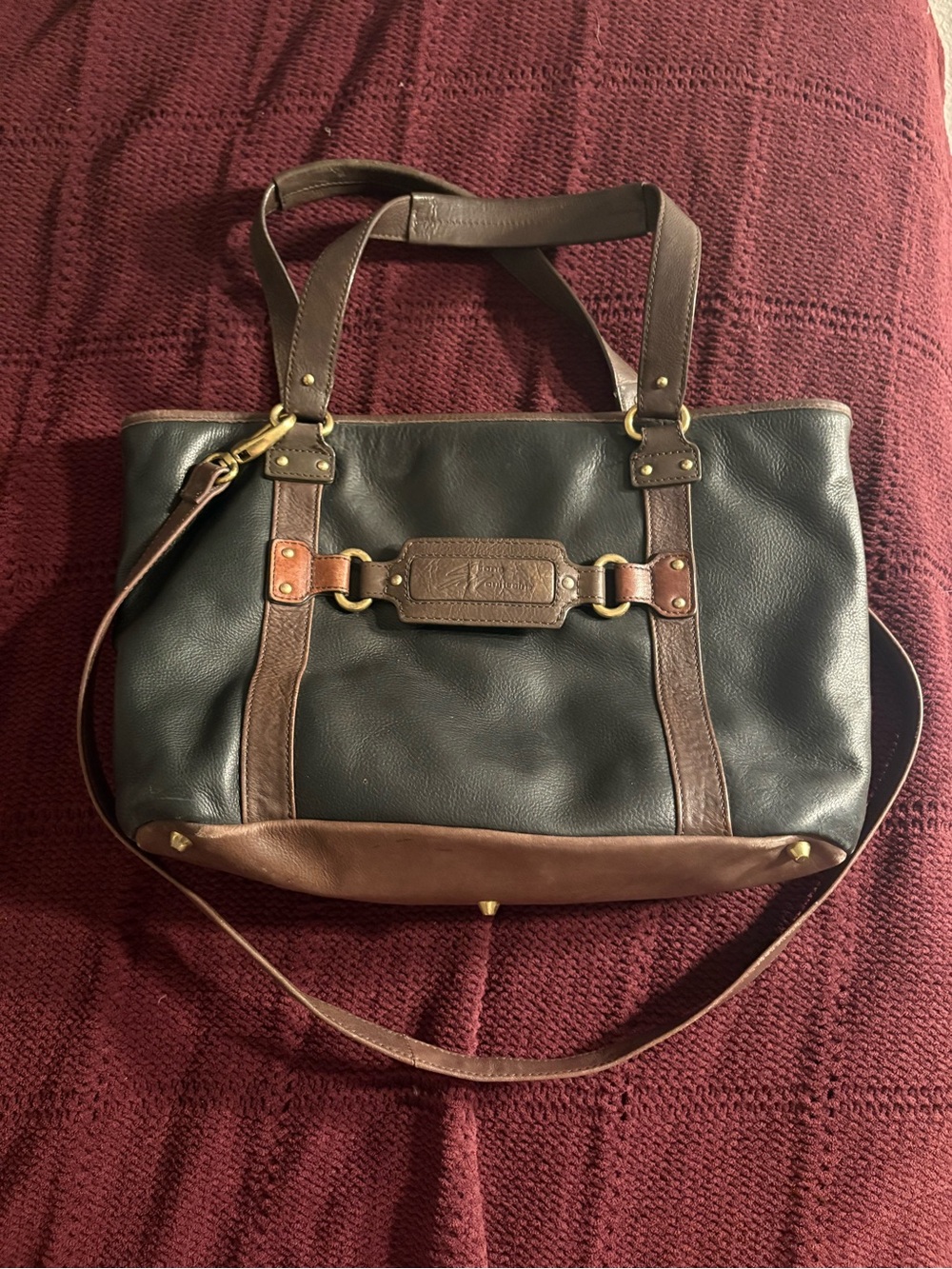 Stone Mountain Accessories Black and Brown Two-Tone Messenger Tote